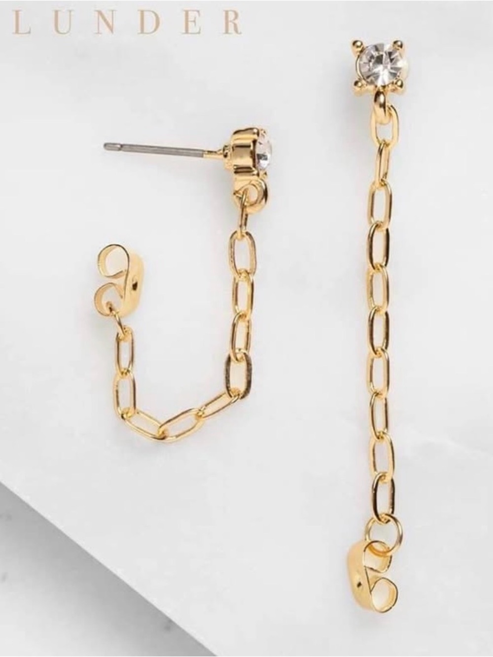 Plunder Design Kendrick Gold Paperclip Chain Loop Stud Earrings